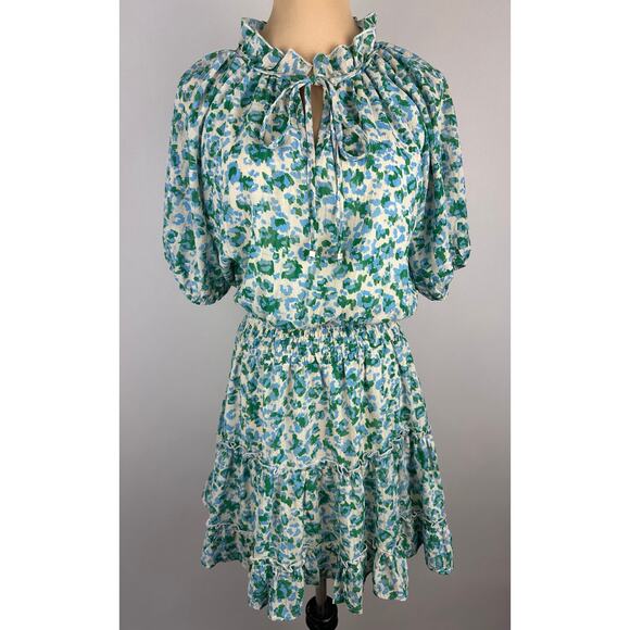 The Impeccable Pig Size Small Smocked Mini Dress Ruffles Anthropologie Cottage - Picture 1 of 13